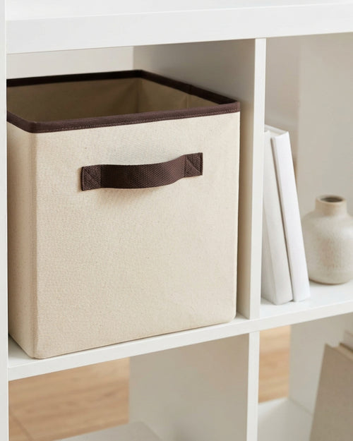 Qamvi Canvas Cube Storage Bin with Webbing Handles 32 L - Lifestyle view