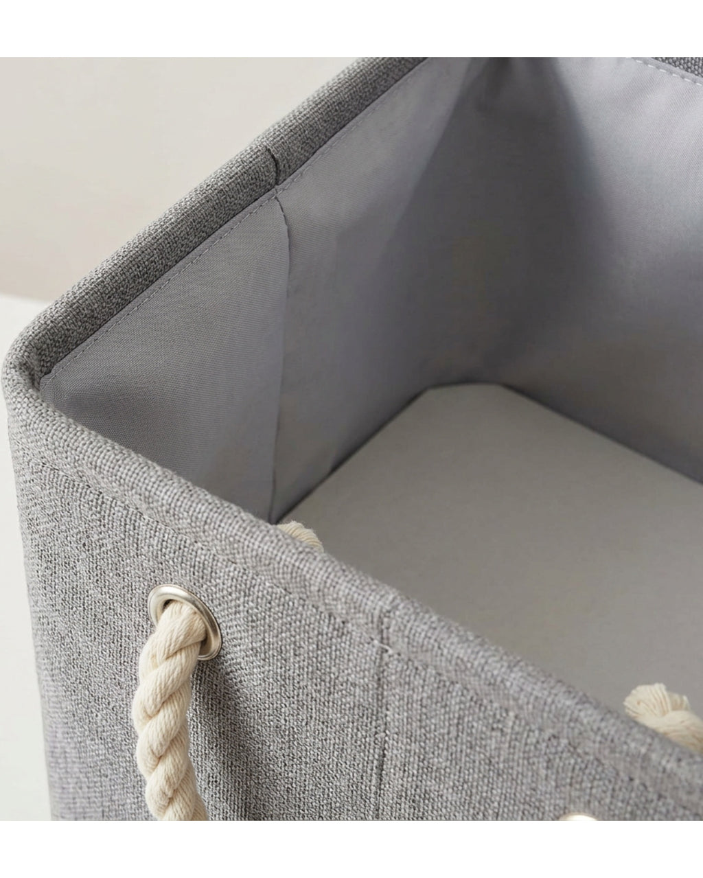 Qamvi Cotton Linen Storage Basket with Rope Handles 40 L - Detail view
