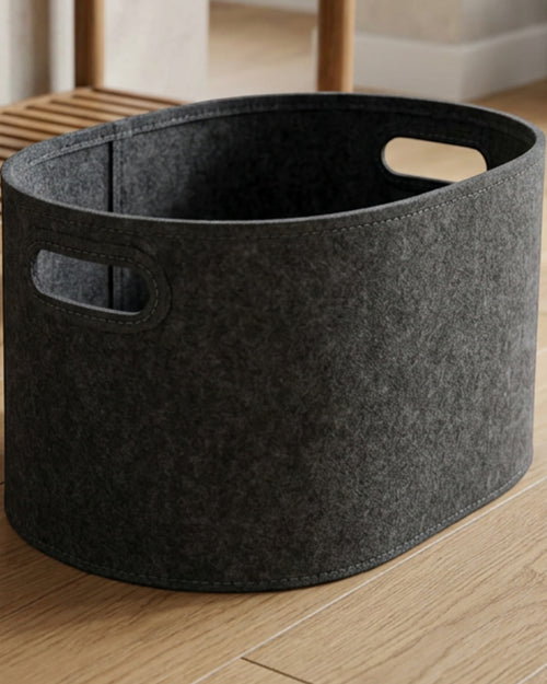 Qamvi Felt Oval Storage Basket with Cutout Handles 28 L - Lifestyle view